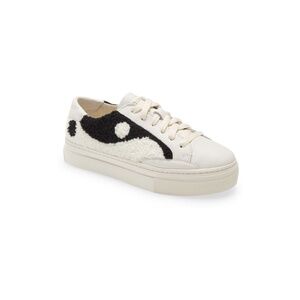 Soludos Yin Yang Platform Sneaker in Black White Leather